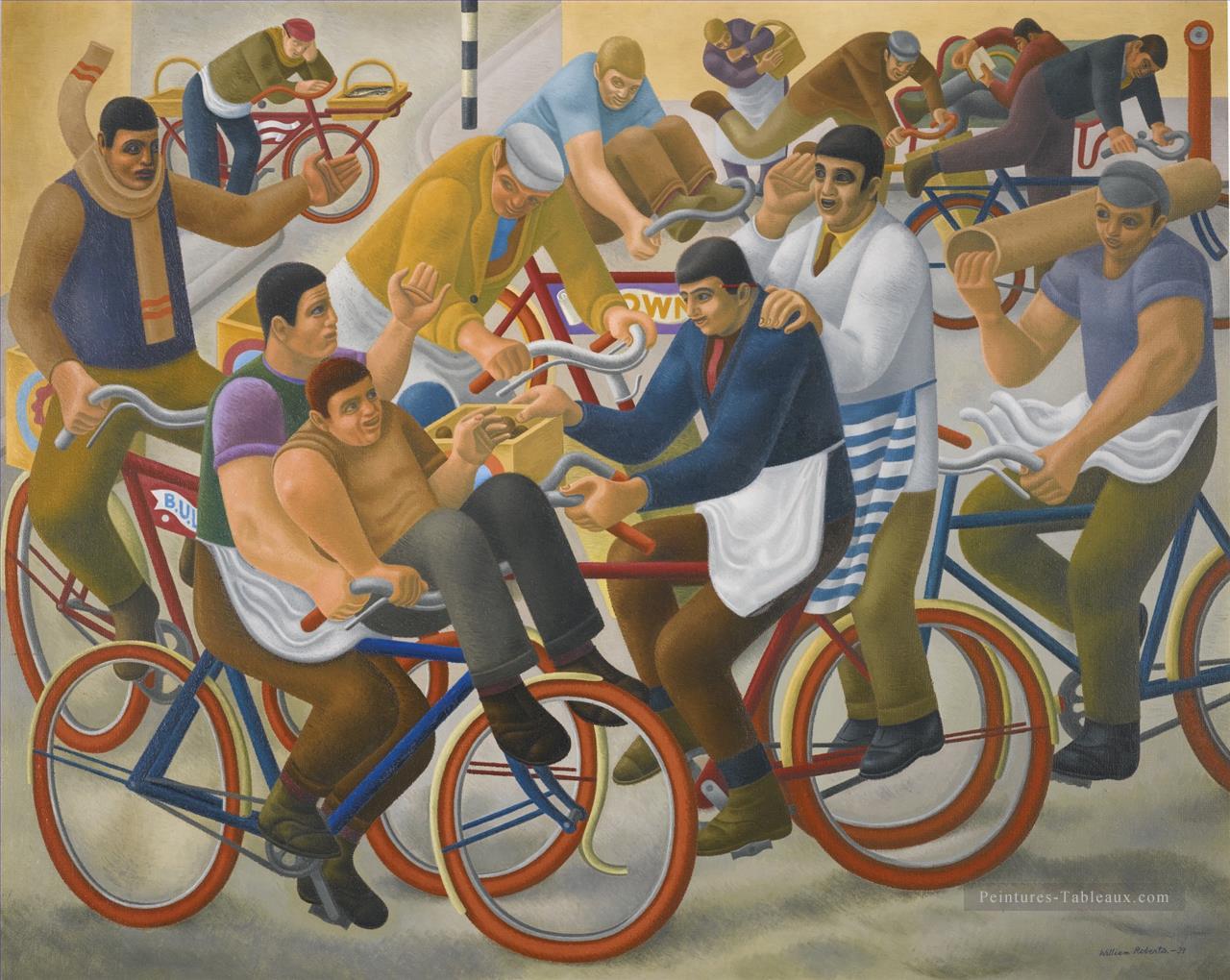 BICYCLE BOYS Modernisme Peintures à l'huile